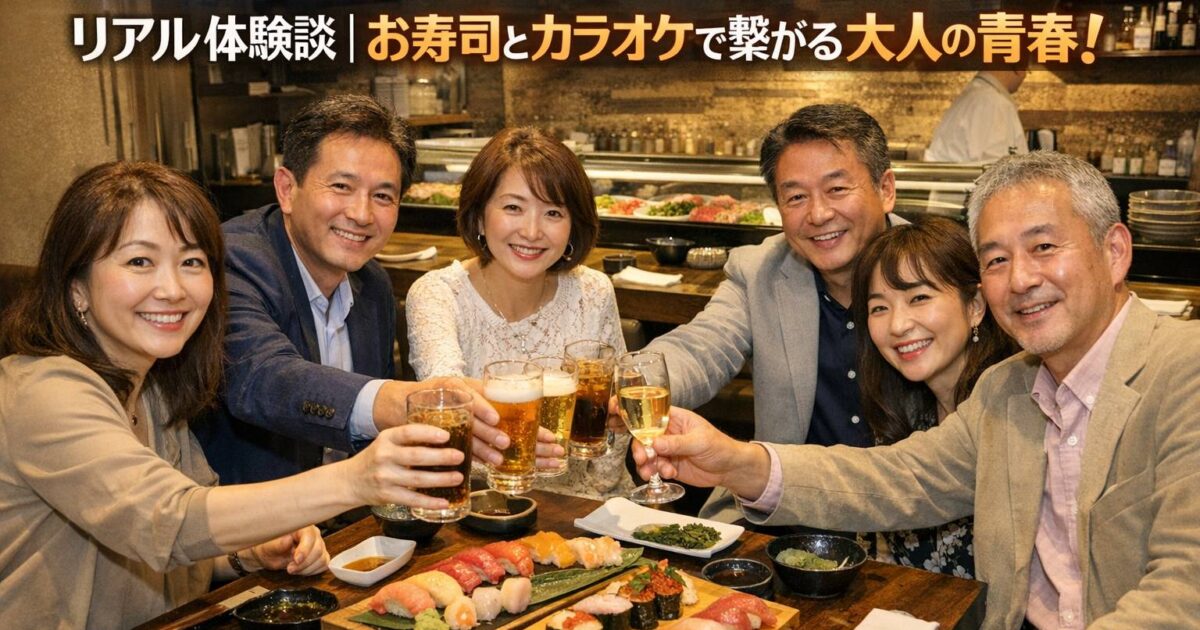 町田で開催される50代・60代向け大人の食事会で、笑顔で乾杯する男女の様子